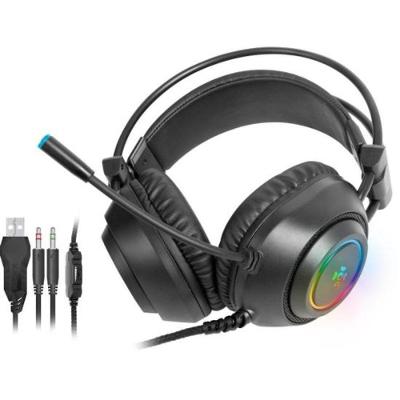 Headset Gamer Crusader com Conexão P2 e USB, Cancelamento de Ruído e Iluminação RGB Preto