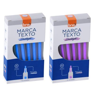 Caneta marca-texto Fluorescente BRW Marca Texto Transparente Traço 1-4MM Kit 2 Caixas com 12