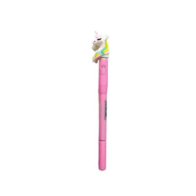 Caneta Lyke Led Giratória Rainbow Unicórnio com Ponta 0.7MM para Escrita Suave Rosa