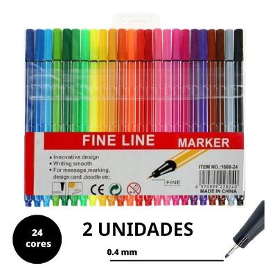 Caneta Fineliner Oem Fineliner 0.4mm Kit 24 Unidades para Escrita e Desenho Colorido