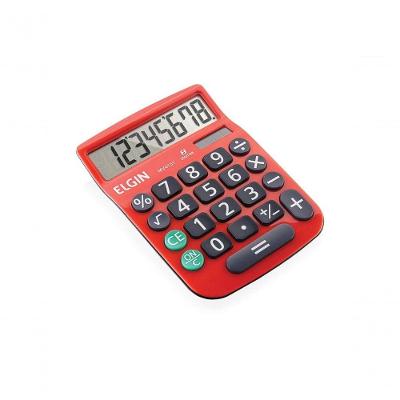 Calculadora de Mesa Elgin MV-4131 8 Dígitos com Display LCD Grande Energia Solar e Bateria Vermelho