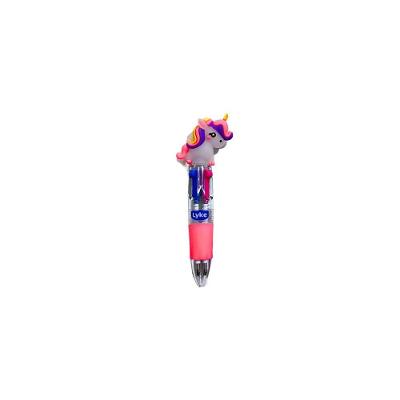 Mini Caneta Esferográfica Lyke Rainbow Unicórnio Ponta 0,7MM 4 Cores em 1 Unidade Rosa