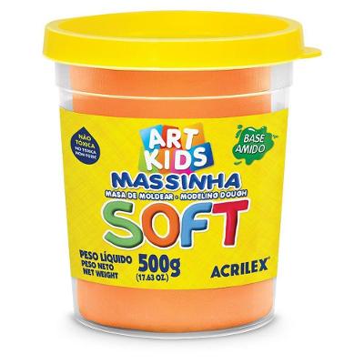 Massinha para Modelar Acrilex Soft à Base de Amido Pote 500G para Atividades Criativas Laranja