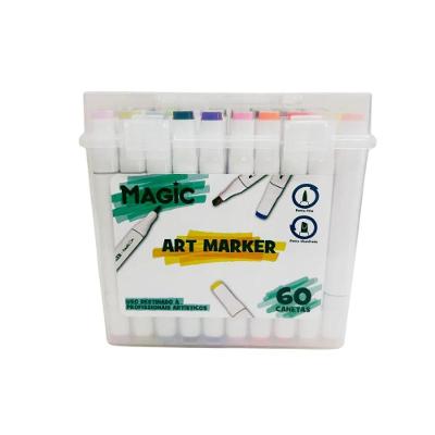 Marcador Artístico Ponta Dupla E-Kids Art Marker 60 Cores com Tinta à Base de Água