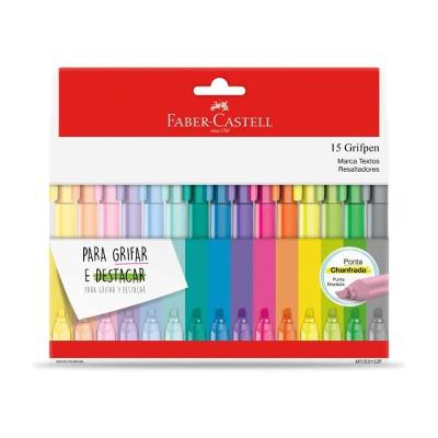 Marca-texto Faber-Castell Grifpen com Corpo Triangular Ergonômico Ponta Chanfrada 15 Cores