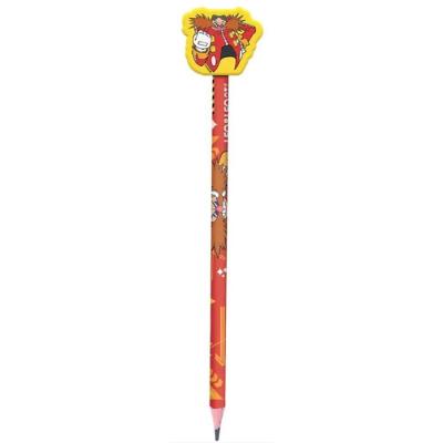 Lápis Preto HB Redondo com Borracha Leonora Sonic Estampa 4 Ergonômico para Uso Escolar Preto