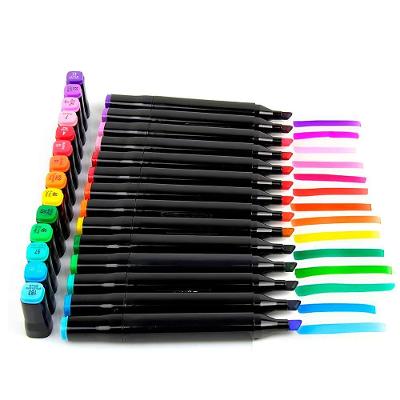 Kit Marcadores Ponta Dupla Fina 0 e 6mm e Pincel 0 e 8mm 48 Unidades com Estojo Colorido