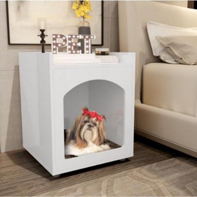 Mesa de Cabeceira Casinha de Cachorro e Gato MDP Branco Ofertamo Móveis