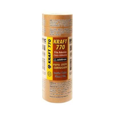 Fita Adesiva Crepe Corrugada Adelbras 770 36mm X 10m para Embalagem Marrom Kraft