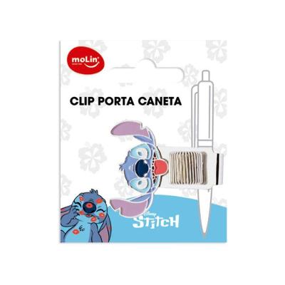 Clip Porta Caneta Molin do Brasil Stitch para Escrita e Organização com 1 Unidade Temática