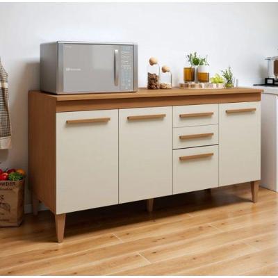 Balcão para Cozinha Toronto 4 Portas 2 Gavetas 153cm Nature-off White Kaiki Móveis