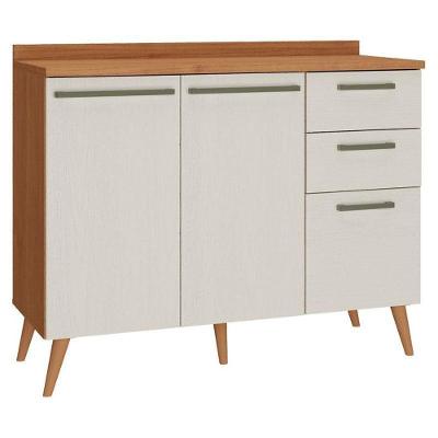 Balcão para Cozinha Favorita 2 Portas 3 Gavetas 120cm Cinamomo Areia Fosco Zanzini Móveis