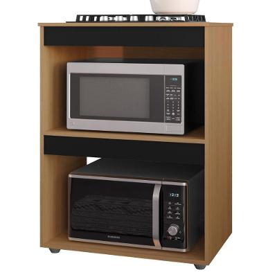 Balcão para Cooktop e Forno Adriana MDP 75cm Amêndoa Preto Realj Móveis
