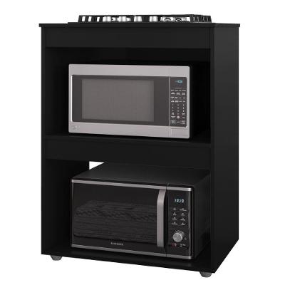 Balcão para Cooktop Adriana em MDP 75cm Preto com Nichos para Forno Realj Móveis