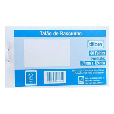 Talão de Rascunho Tilibra 80 Folhas Papel 56 G-M² Formato 74MM X 124MM