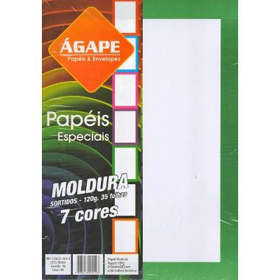 Papel Sulfite A4 Ágape Moldura 120G-M² Bloco com 35 Folhas para Anotações e Projetos Colorido