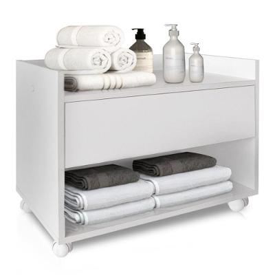 Gabinete para Banheiro Smart 60cm com Rodízios 1 Gaveta MDF 60cm Branco MP Metalúrgica