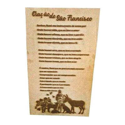 Quadro Decorativo Oração de São Francisco de Assis em MDF 50X30CM Natural Trovarelli Móveis