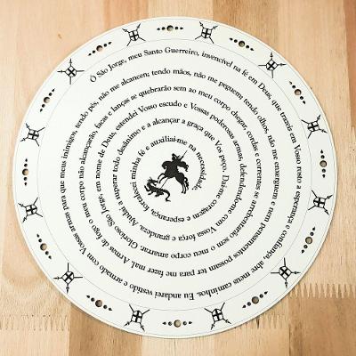 Mandala Decorativa Oração de São Jorge em MDF 60 cm Branco Trovarelli Móveis