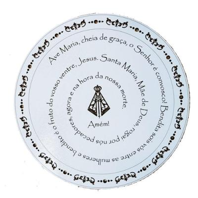 Decoração Mandala Oração Ave Maria em MDF 30 cm Branco Trovarelli Móveis