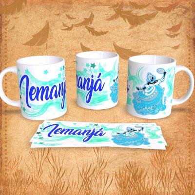 Caneca de Porcelana Orixás Iemanjá 325ML Azul para Presente e Uso Diário Outras Marcas