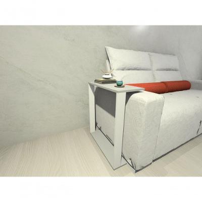 Mesa Lateral para Sofá Estilo Industrial Tampo MDF Base MDF 60CM Branco, Cinza