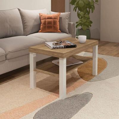 Mesa de Centro Up Retangular MDF-MDP 80cm Carvalho | Off White Artely