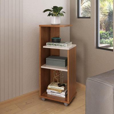 Mesa de Apoio Lateral Bis Retangular MDP MDF Cinamomo-Off White Artely