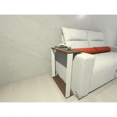 Mesa Auxiliar para Sofá Estilo Industrial MDF 100% MDF 60CM Branco e Amadeirado Escuro