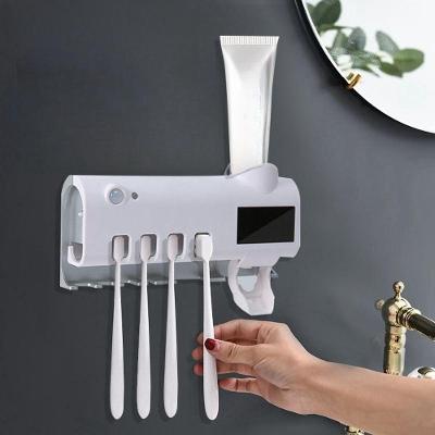 Dispenser de Creme Dental OEM Estilo a Automático a Vácuo Branco com Suporte para Até 5 Escovas 15cm