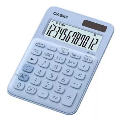 Calculadora de Mesa Casio MS-20UC-LB-W-DC com 12 Dígitos e Teclado com Memória Azul