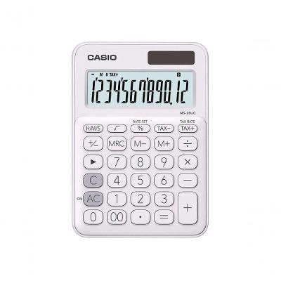 Calculadora de Mesa Casio MS-20UC-WE-W-DC com 12 Dígitos, Visor Grande e Alimentação Solar e Pilha