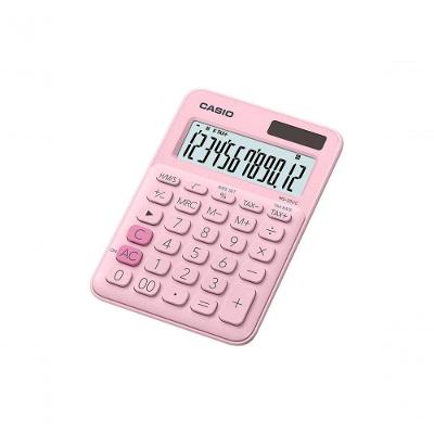 Calculadora de Mesa Casio MS-20UC-PK-W-DC 12 Dígitos com Visor Grande e Alimentação Solar Rosa