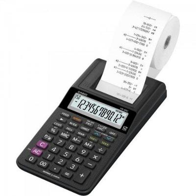 Calculadora com Bobina Casio HR-8RC-WE-B-DC 12 Dígitos com Funções de Reimpressão e Revisão Preta