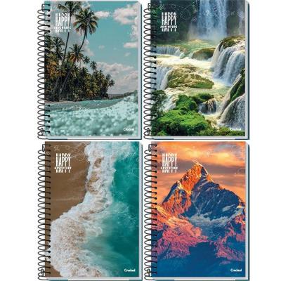 Caderno Espiral Credeal Happy Adventure Capa Dura 96 Folhas 21x28CM Kit 4 Unidades