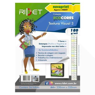 Bloco de Papel Artístico Ridet Textura Visual 3 180G A4+ 36 Folhas 7 Cores com 3 Estampas
