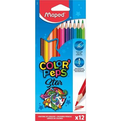 Lápis de Cor Maped Color Peps Star Triangular em Madeira com 12 Unidades Multicolorido