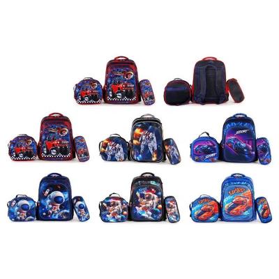 Kit Escolar Infantil OEM Bolsa Lancheira Estojo Estampas 3D Menina Menino com Luzes Kit 3 Peças Azul