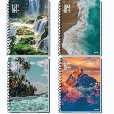 Kit 4 Cadernos Espiral Credeal Happy Adventure Capa Dura 1 Matéria 80 Folhas Pautadas Amarelo