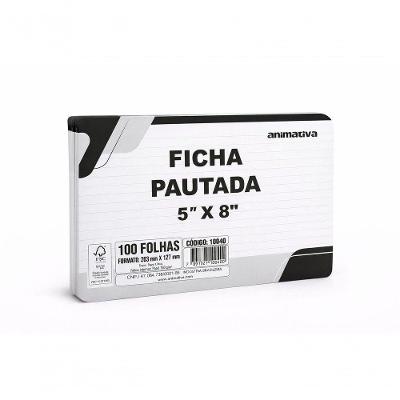 Ficha Pautada 5'' X 8'' para Estudos com 100 Folhas Papel Branco