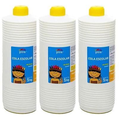 Cola Líquida Branca Escolar 1kg 3 Unidades - Pira