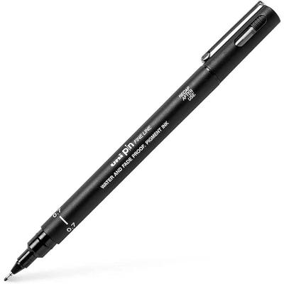Caneta Nanquim Fine Line Uni Pin 0.7 com Tinta Resistente à Água e ao Desbotamento para Desenhos