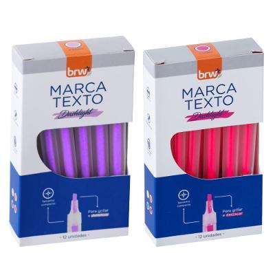 Caneta marca-texto Fluorescente BRW Marca Texto Transparente Traço 1-4MM Kit 4 Caixas com 12