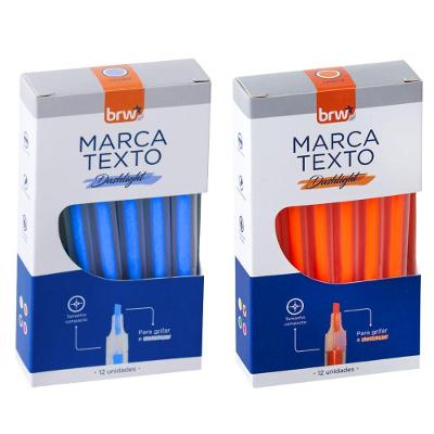 Caneta marca-texto Fluorescente BRW Marca Texto Transparente Traço 1-4MM Kit 4 Caixas 12 Unidades