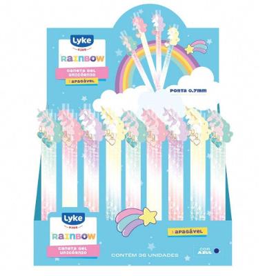 Caneta Gel Lyke Gel Azul Rainbow 0.7MM Unicórnio com Tinta Azul 1 Unidade Lilás