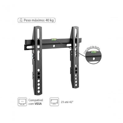 Suporte para TV Vinik STF100 Fixo para LED LCD 23 a 42 Polegadas com Nível de Bolha Preto