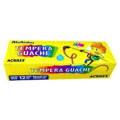 Tinta Guache Acrilex 12 Cores 15ml para Papel Cartolina Gesso Madeira Cerâmica E.V.A