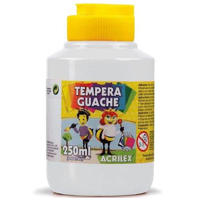 Tinta Guache Acrilex 02023 Não Tóxica Solúvel em Água para Trabalhos Artísticos 250ML Branco