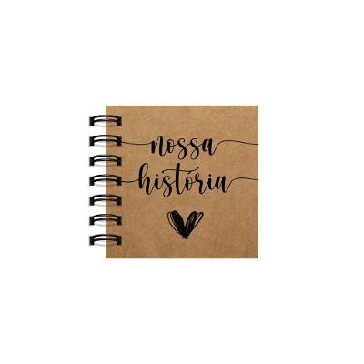 Scrapbook OEM Nossa História Capa Kraft 240g 20 Folhas Internas Pretas Tamanho A6 com Caneta Preto