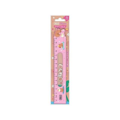 Régua Tilibra Capyclub com Janela Móvel de Minicapivaras Flutuantes 15 cm Transparente